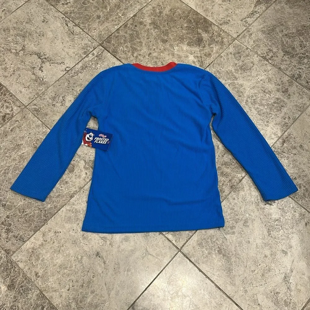 Kelloggs Frosted Flakes Boys Fleece Henley Pajama PJ Set NEW Size 8